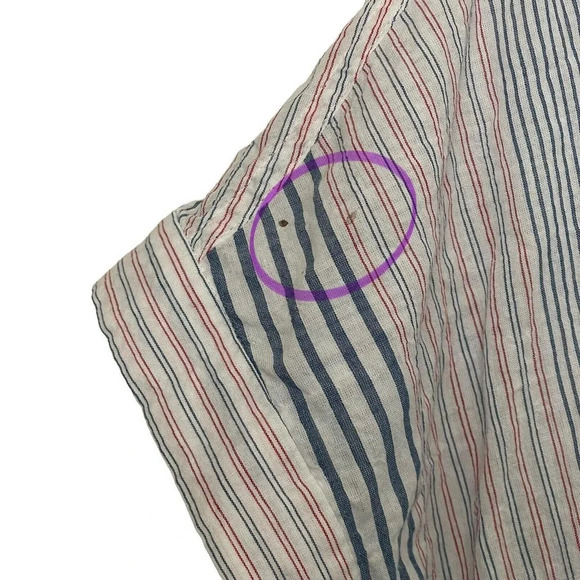 Madewell Tie-Front Crop Shirt Size Small Short Sleeve Rawley Stripe - Picture 5 of 7